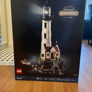 LEGO Motorized Lighthouse Set with Black and White Design